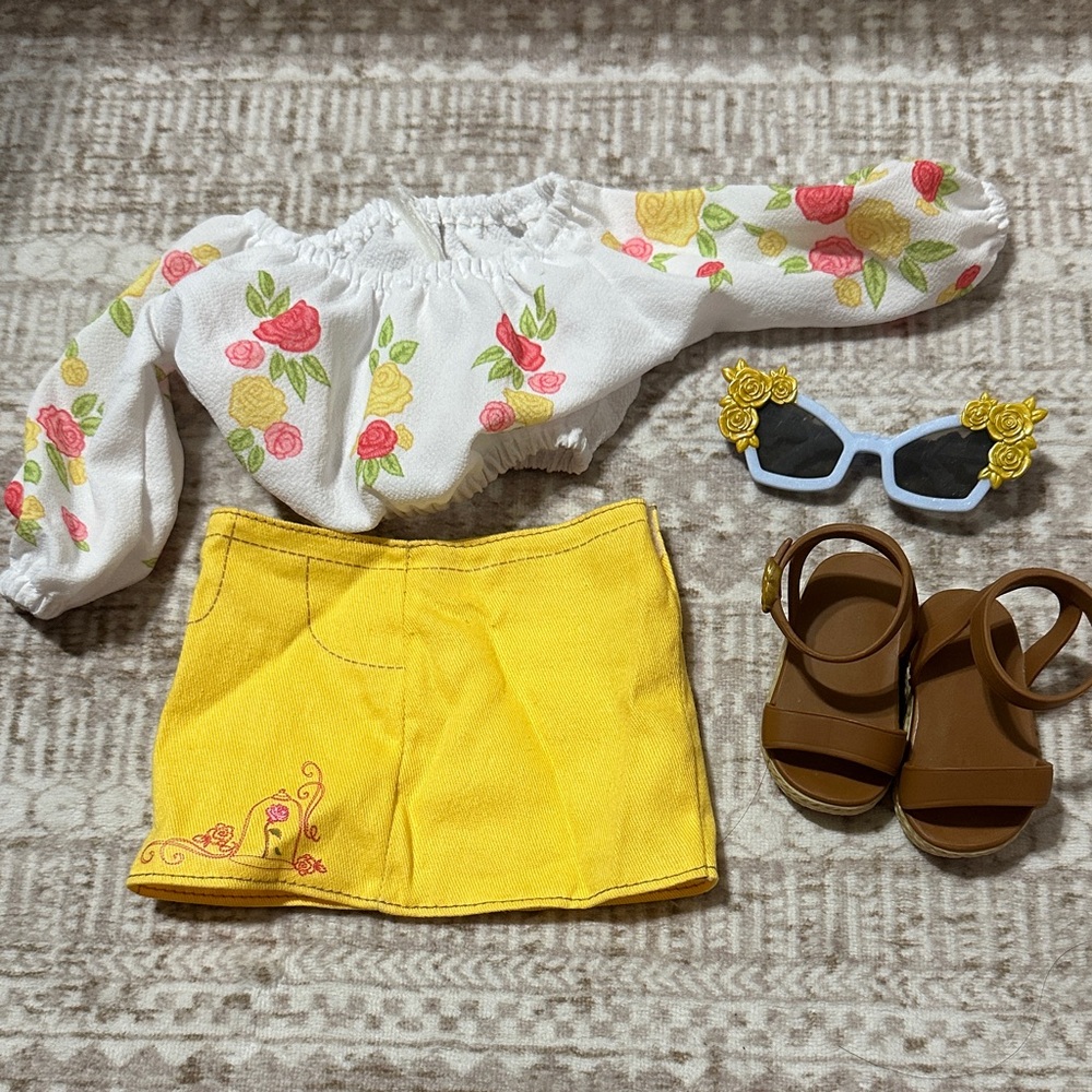 Floral Doll Outfit with Yellow Skirt and Accessories-Disney ily dolls